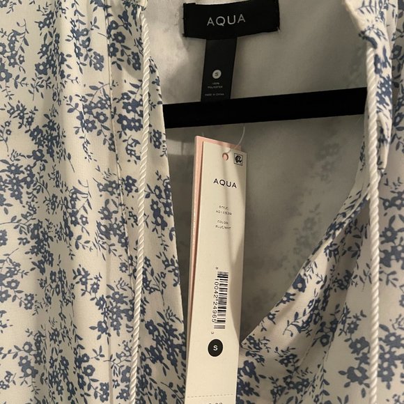 NWT Long Sleeve Smocked Mini Dress Aqua - Picture 2 of 3